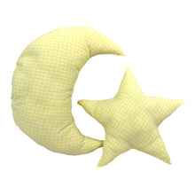 Load image into Gallery viewer, Yellow White Check Moon and Star Pillows DIY Sewing and Craft Kit
